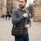 Текстильна чоловіча сумка через плече для документів та міста FABRA bg225fash77 Чорна - зображення 4
