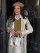 Сумка жіноча з ручкою та регульованим ремінцем на плече та через плече в комплекті з хустиною та косметичкою кросбоді з екошкіри молочна - зображення 2