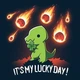 Чоловіча футболка з принтом динозавр It’s My Lucky Day бавовняна повсякденна 3Xl синя - изображение 3