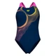 Женский купальник Arena Ripples SwimSuit V Back B (UPF 50+) 38 Темно-синий, желтый, розовый (009021-780-38) - изображение 1