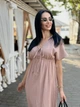 Длинное муслиновое женское платье для полных женщин с коротким рукавом 50-52, Капучино - изображение 4