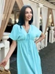 Длинное муслиновое женское платье с коротким рукавом свободного кроя на лето 46-48, Голубой - изображение 3