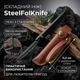 Складной нож с разбивателем стекла и кожаным чехлом SteelFolKnife, черный - изображение 1