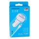 Авто Зарядное Устройство Borofone BZ14 c подсветкой в комплекте с кабелем 1m USB - Lightning 2USB 2.4A Белый - изображение 2