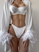 Халат Noelia кимоно с перьями белый. Размер L/XL - изображение 3