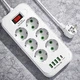 Мережевий подовжувач фільтр резвітлювач D10 5м, LED, 10-220V, 4-USB, 1-PD Type-C mel 7.8 - изображение 4