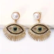 Серьги-подвески Глаз с жемчужиной Evil Eye со стразами золотистые Podarkus BK1116-G - изображение 2