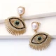 Серьги-подвески Глаз с жемчужиной Evil Eye со стразами золотистые Podarkus BK1116-G - изображение 3