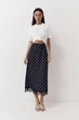Чорна спідниця в горох із атлас-сатину Skirt Grace LiLove 412 L декорована гіпюром - изображение 4