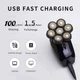 Электробритва мужская 5 в 1 аккумуляторная с USB зарядкой для лица бороды и усов Черно серебристая многофункциональный триммер для бритья и стайлинга с насадкой массажером и щеткой для очистки что обеспечивает профессиональный уход в домашних условиях - изображение 4