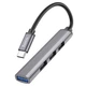 Хаб USB Hoco HB26 4 in 1 adapter(Type-C to USB3.0+USB2.0*3) Сiрий - зображення 1