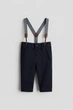 Штани з підтяжками для хлопчика H&M 1300073-001 092 см (18-24 months) темно-синій - зображення 1