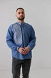 Сучасна чоловіча вишиванка, вишита сорочка кольору джинс 38 - зображення 2