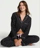Фланелева Піжама Victoria's Secret Flannel Long Pajama Set M Regular Чорна в горох - изображение 1