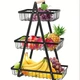 Настільний триярусний кошик-фруктівниця з дерев'яною ручкою Triple Fruit Basket, Розбірний метал кошик 52489/10 - зображення 3