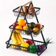 Настільний триярусний кошик-фруктівниця з дерев'яною ручкою Triple Fruit Basket, Розбірний метал кошик 52489/10 - зображення 5