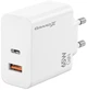 Зарядное устройство Grand-X GaN 65W CH-960W Type-C + USB-A White - изображение 1