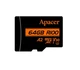 Карта пам'яті Apacer microSD 64GB C10 UHS-I U3 A2 R100/W80MB/s + SD - изображение 2