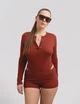 Боді Soulmood з довгим рукавом на ґудзиках, терракот (L) - изображение 7