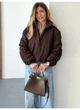 Куртка бомбер жіноча з драпировкою на рукавах утеплена матова Modern Boutique шоколадний, М КУ009 - изображение 1