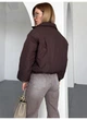Бомбер куртка утеплена з затяжками внизу матовий Modern Boutique шоколадний, XS КУ008 - изображение 2