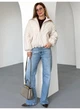 Бомбер куртка утеплена з затяжками внизу матовий Modern Boutique кремовий, S КУ008 - изображение 1