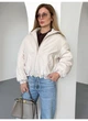 Бомбер куртка утеплена з затяжками внизу матовий Modern Boutique кремовий, S КУ008 - изображение 3