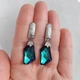 Сережки Hand Made родированные с кристаллами Swarovski цвета Bermuda Blue - изображение 2