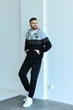 Легкий спортивний костюм чоловічий без утеплення з толстовкою та джоггерами з двонитки 48-50 чорний + графит (темно-сірий) - зображення 4