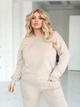 Повседневный брючный костюм женский без утепления (свитшот+штаны) футер пенье трехнитка петля 70% хлопка 56-58 бежевый - изображение 4