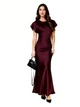 Жіноча довга шовкова сукня з коротким рукавом LadyLike 48 Бордовий (ladlk2243530058426) - зображення 1
