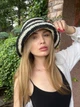 Панама із соломи жіноча трендова One size чорно-біла - изображение 4