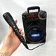 Переносна Bluetooth колонка, акумуляторна караоке система 20Вт 8" з мікрофоном, бездротова акустика з LED підсвіткою, MP3 плеєром та FM-радіо, портативна аудіосистема з ручкою і пультом для дому та вулиці, TTD-8245 - зображення 9
