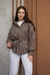 Женская хлопковая рубашка в клетку демисезонная на пуговицах свободного кроя с длинным рукавом Aksan 26.2877 40(XS)-42(S) Светло бежевый - изображение 1