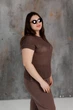Жіноча в'язана футболка сітка ART KNIT шоколад, L-XL 043756 - зображення 9