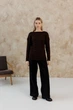 Вязаный женский джемпер Асоль ART KNIT шоколад с люрексом, S-M 043575 - изображение 8