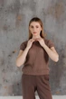 Женская вязаная футболка сетка ART KNIT тауп, S-M 043753 - изображение 5