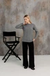 Вязаный женский джемпер Асоль ART KNIT серый с люрексом, S-M 043571 - изображение 7