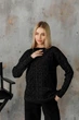 Вязаный женский джемпер Асоль ART KNIT черный с люрексом, S-M 043569 - изображение 7
