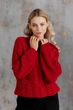 Женский вязаный джемпер с косами Фиона ART KNIT красный, One Size 043015 - изображение 8