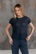 Женская вязаная футболка сетка ART KNIT синий джинс, S-M 043766 - изображение 3