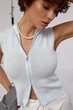 В'язана майка на блискавці - блакитний колір, ONE SIZE - зображення 5