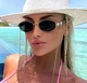 Солнцезащитные очки шестиугольные в золотой оправе с цепочкой "Chain Charm" Черные - изображение 7