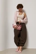 Короткая рубашка на затяжках в комплекте с майкой Lurex Пудровый One Size (2690) - изображение 3