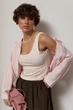 Короткая рубашка на затяжках в комплекте с майкой Lurex Пудровый One Size (2690) - изображение 5