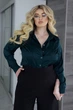 Женская шелковая рубашка классическая Fashion 50/52 темно-зеленый - изображение 1