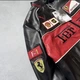 Шкіряна мото куртка у спортивному стилі з нашивками Ferrari Formula F1 у розмірі M - зображення 7