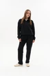 Женский спортивный костюм Half Zip из плотной трехнитки петля кофта и штаны черный демисезонный M - изображение 1