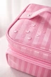 Косметичка дорожня Travel Bag Stripe ⬩ б’юті-кейс жіночий з дзеркалом ⬩ рожева в смужку - зображення 4