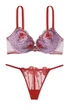 Комплект Victoria’s Secret модель Rosebud Dot Push-Up Bra +V-Trong Світло-бузковий з червоним 34B-XS - изображение 1